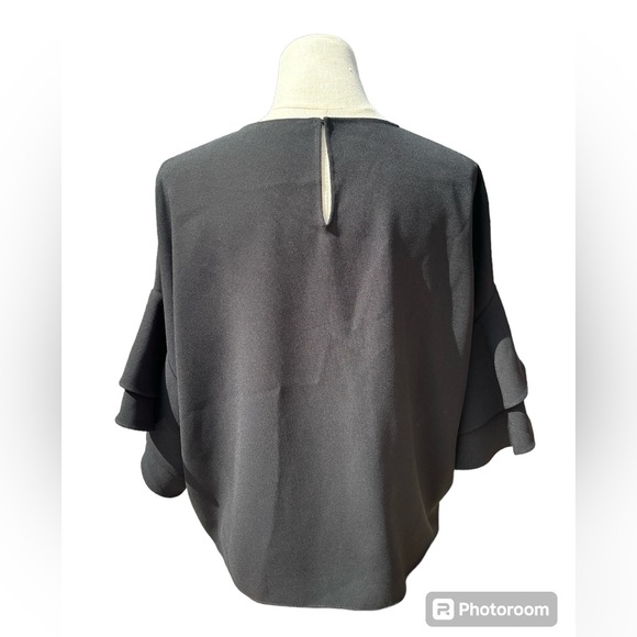 Zara Black Ruffle Sleeve Blouse - Picture 2 of 9